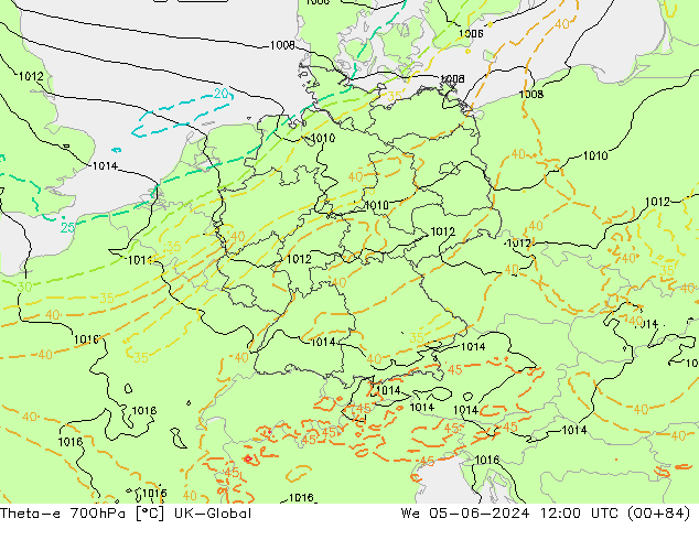 Theta-e 700гПа UK-Global ср 05.06.2024 12 UTC