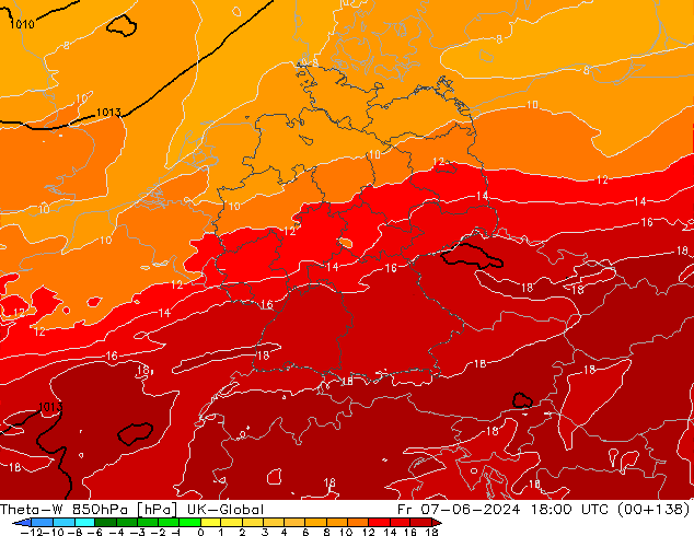Theta-W 850hPa UK-Global vr 07.06.2024 18 UTC