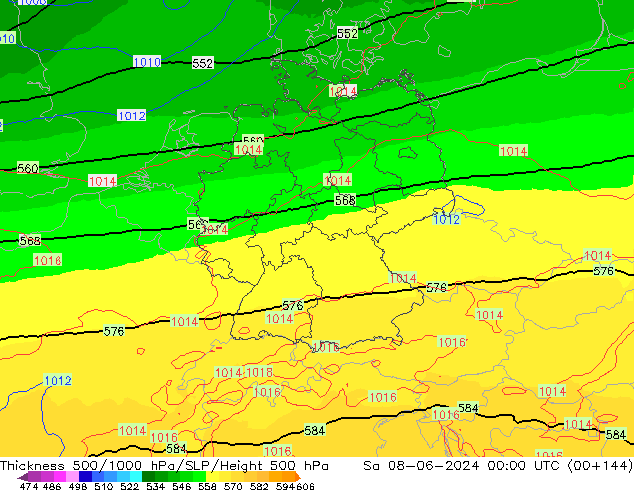 Thck 500-1000hPa UK-Global Sáb 08.06.2024 00 UTC