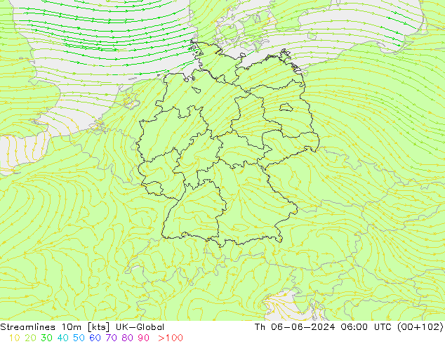 Streamlines 10m UK-Global Th 06.06.2024 06 UTC