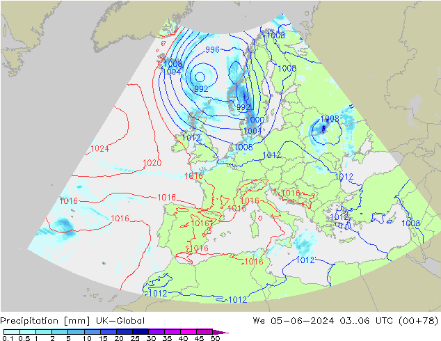 Yağış UK-Global Çar 05.06.2024 06 UTC