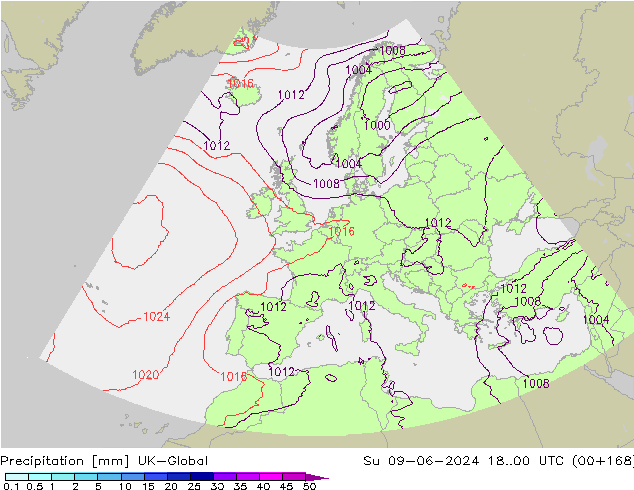 Precipitation UK-Global Su 09.06.2024 00 UTC