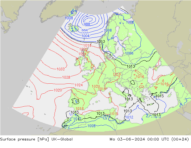 Luchtdruk (Grond) UK-Global ma 03.06.2024 00 UTC