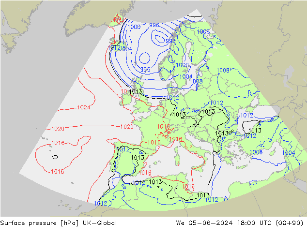 Luchtdruk (Grond) UK-Global wo 05.06.2024 18 UTC
