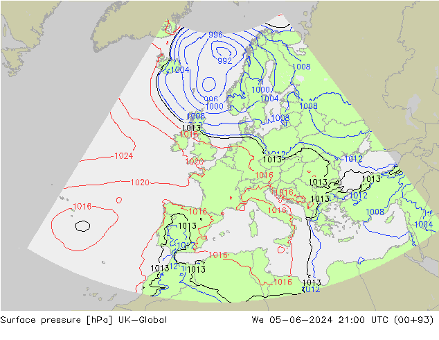 Yer basıncı UK-Global Çar 05.06.2024 21 UTC