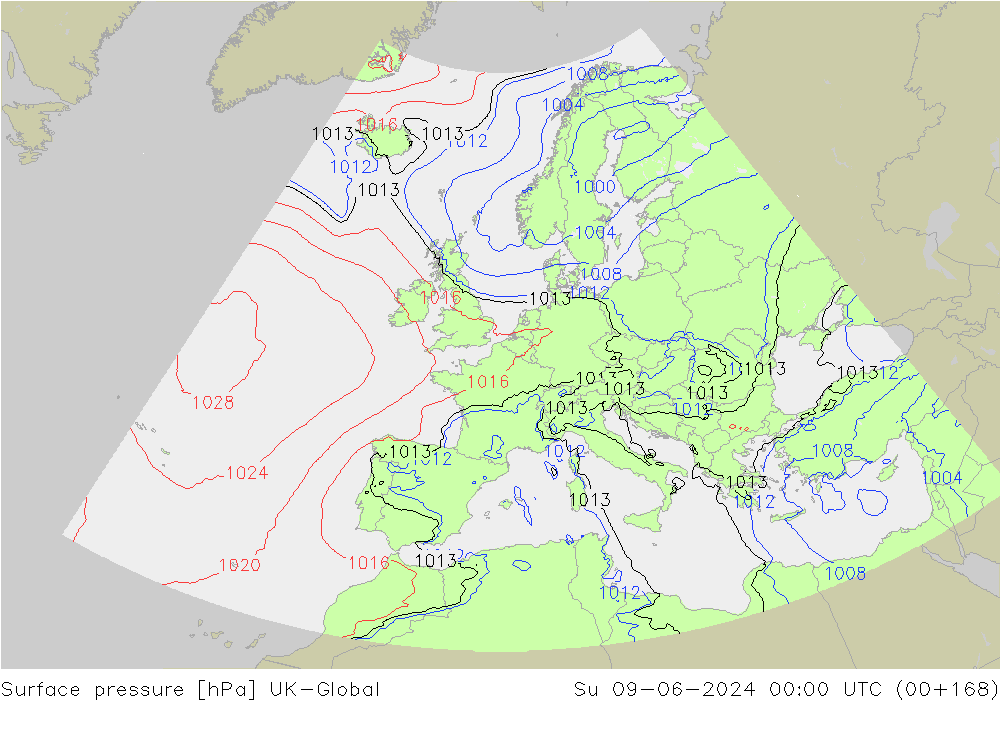 приземное давление UK-Global Вс 09.06.2024 00 UTC