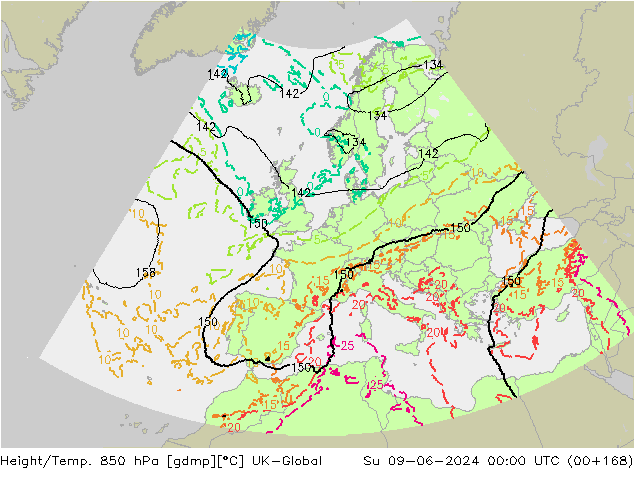 Height/Temp. 850 hPa UK-Global  09.06.2024 00 UTC