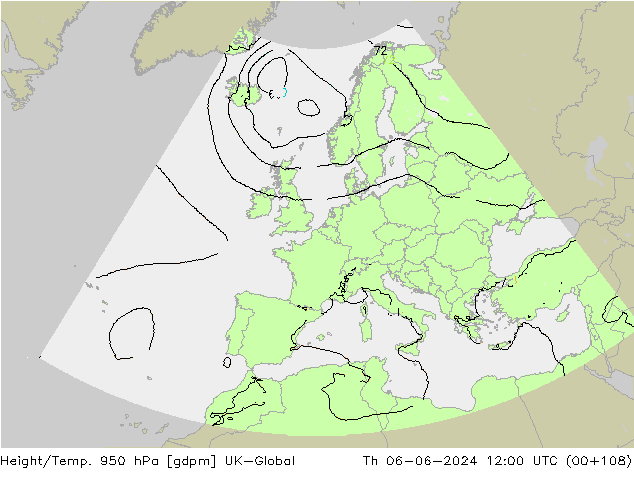 Yükseklik/Sıc. 950 hPa UK-Global Per 06.06.2024 12 UTC