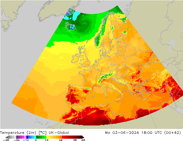 température (2m) UK-Global lun 03.06.2024 18 UTC