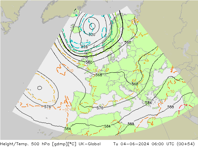 Geop./Temp. 500 hPa UK-Global mar 04.06.2024 06 UTC