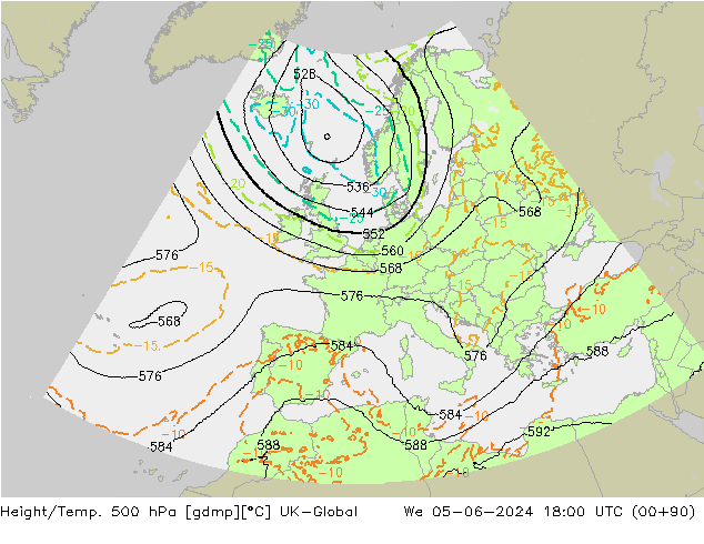 Hoogte/Temp. 500 hPa UK-Global wo 05.06.2024 18 UTC