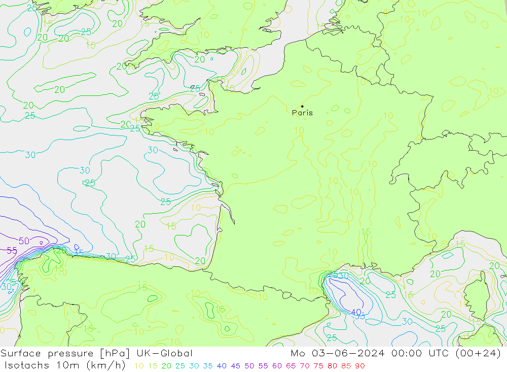 Isotachs (kph) UK-Global Seg 03.06.2024 00 UTC