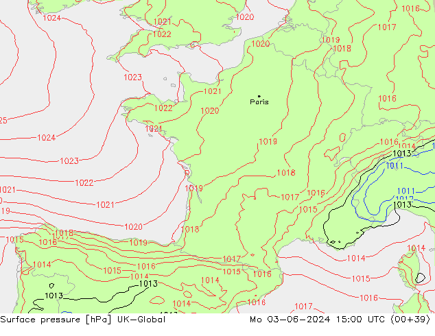 Surface pressure UK-Global Mo 03.06.2024 15 UTC