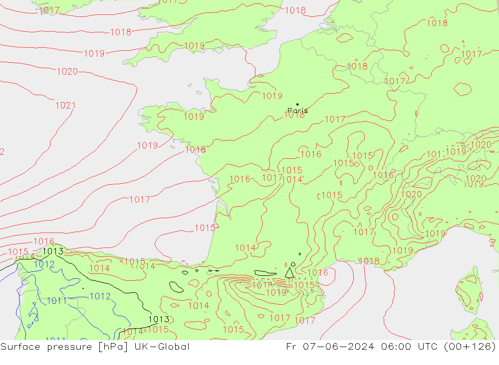 приземное давление UK-Global пт 07.06.2024 06 UTC