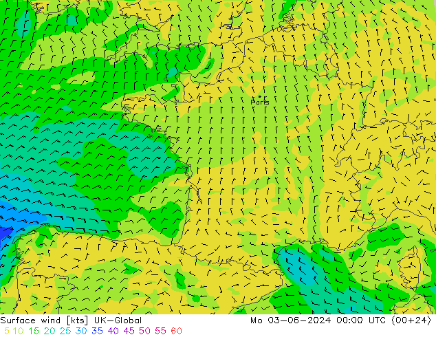 ветер 10 m UK-Global пн 03.06.2024 00 UTC