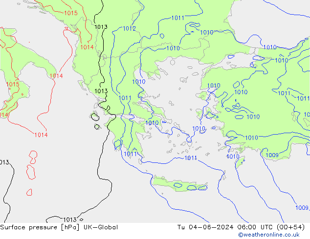 pression de l'air UK-Global mar 04.06.2024 06 UTC