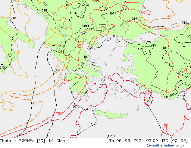 Theta-e 700hPa UK-Global jue 06.06.2024 03 UTC