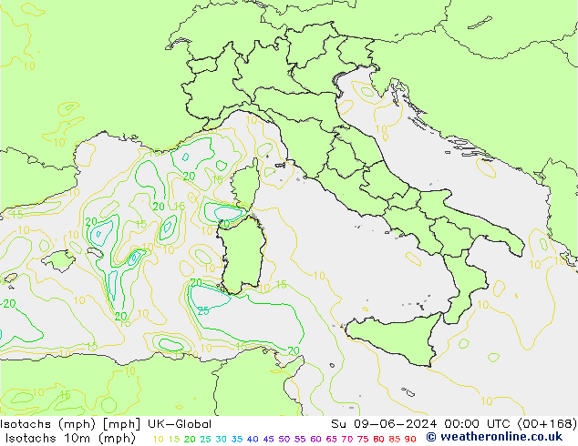 Isotachs (mph) UK-Global Ne 09.06.2024 00 UTC