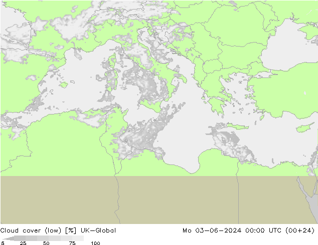 Bewolking (Laag) UK-Global ma 03.06.2024 00 UTC