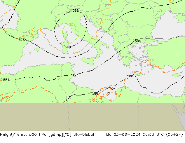 Height/Temp. 500 hPa UK-Global Mo 03.06.2024 00 UTC