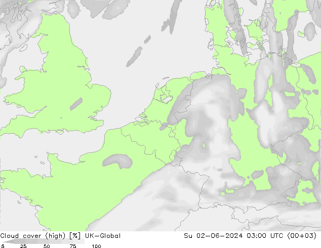 Cloud cover (high) UK-Global Su 02.06.2024 03 UTC