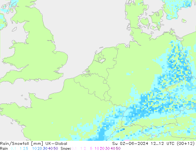 Regen/Schneefall UK-Global So 02.06.2024 12 UTC