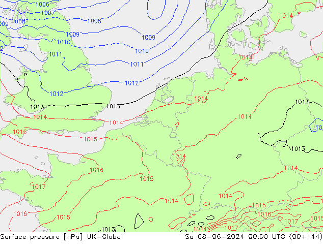 Surface pressure UK-Global Sa 08.06.2024 00 UTC