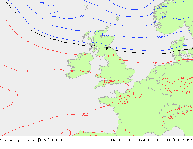 Surface pressure UK-Global Th 06.06.2024 06 UTC