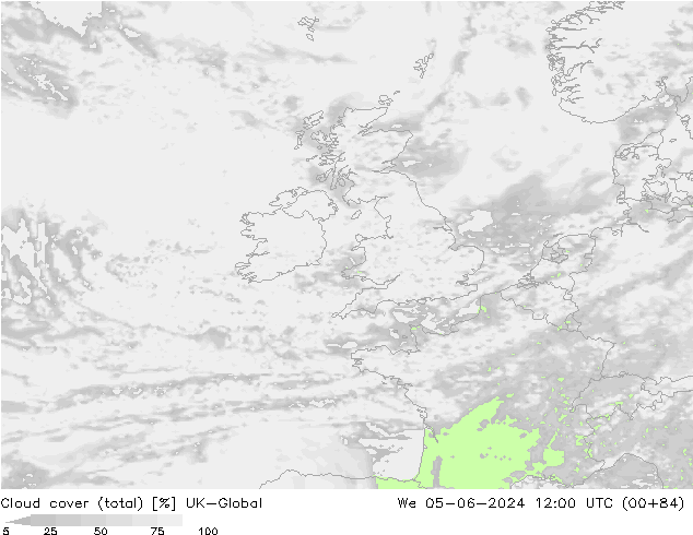 Nubes (total) UK-Global mié 05.06.2024 12 UTC