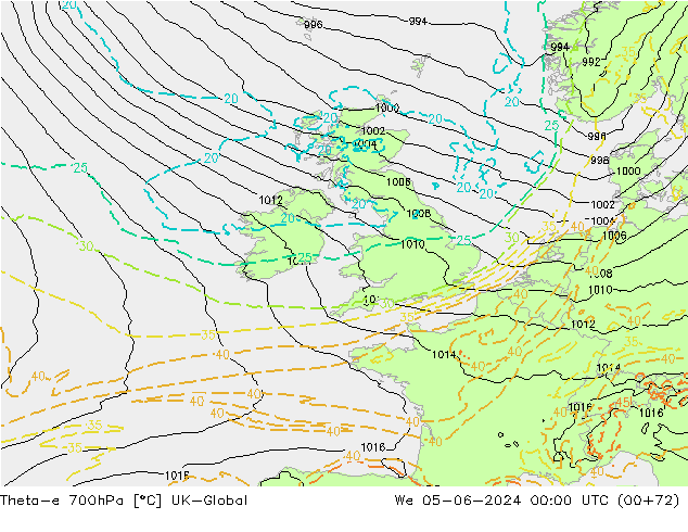 Theta-e 700hPa UK-Global mié 05.06.2024 00 UTC