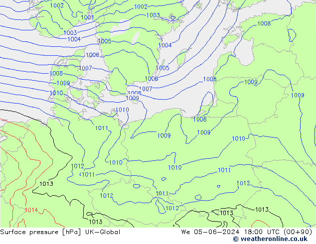 Surface pressure UK-Global We 05.06.2024 18 UTC