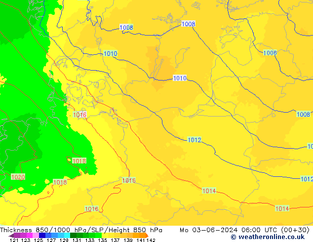 Thck 850-1000 hPa UK-Global pon. 03.06.2024 06 UTC