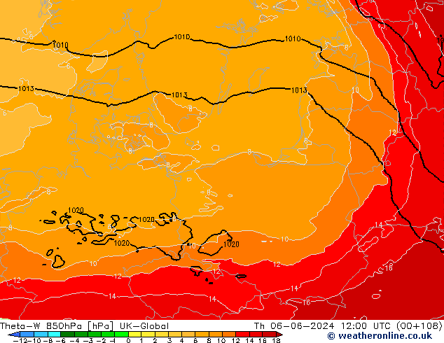 Theta-W 850hPa UK-Global jeu 06.06.2024 12 UTC