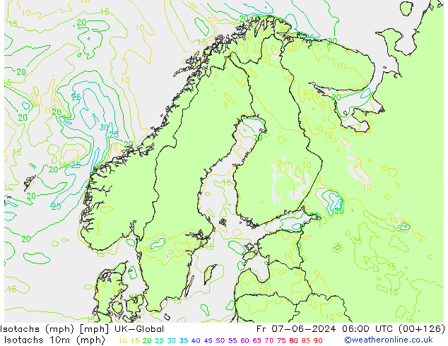 Isotachs (mph) UK-Global Fr 07.06.2024 06 UTC