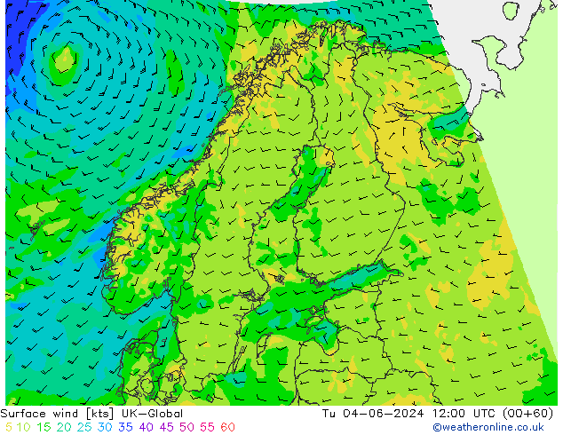 wiatr 10 m UK-Global wto. 04.06.2024 12 UTC