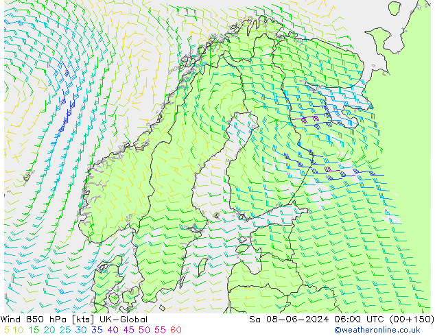 Rüzgar 850 hPa UK-Global Cts 08.06.2024 06 UTC