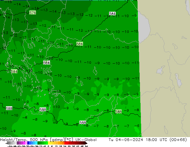 Géop./Temp. 500 hPa UK-Global mar 04.06.2024 18 UTC
