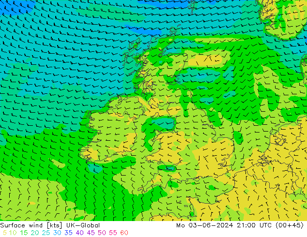 Vento 10 m UK-Global lun 03.06.2024 21 UTC