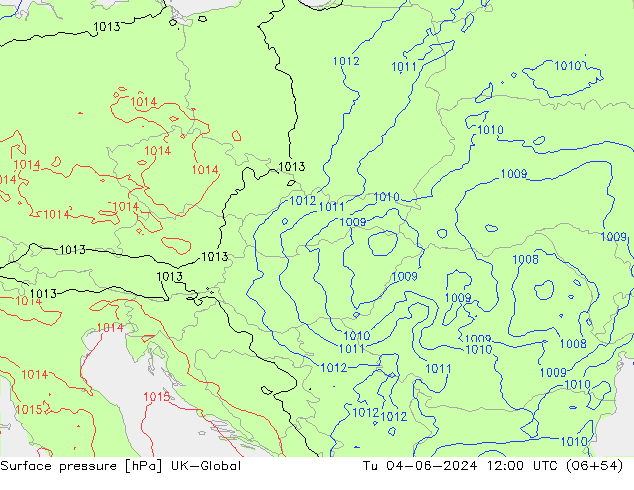 Atmosférický tlak UK-Global Út 04.06.2024 12 UTC