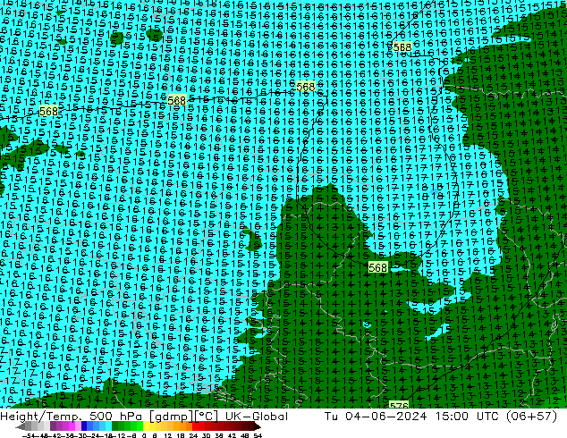 Géop./Temp. 500 hPa UK-Global mar 04.06.2024 15 UTC