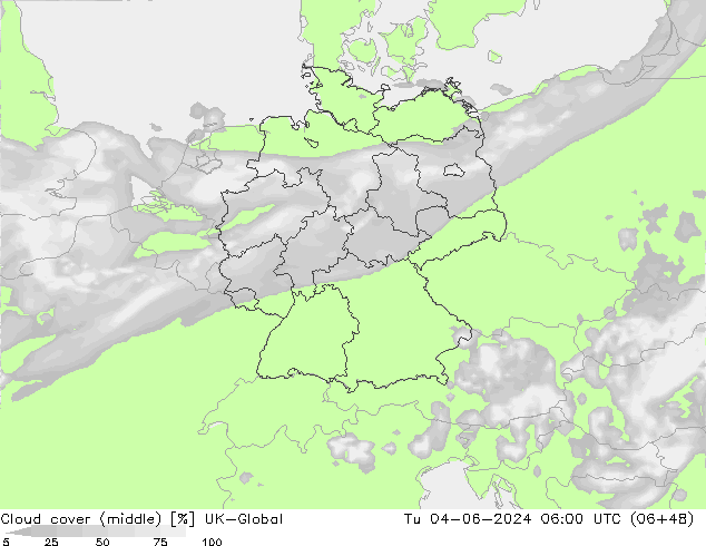 Wolken (mittel) UK-Global Di 04.06.2024 06 UTC