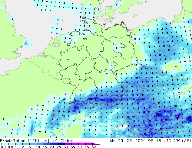 Precipitación (12h) UK-Global lun 03.06.2024 18 UTC