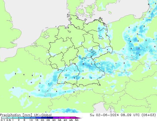 Yağış UK-Global Paz 02.06.2024 09 UTC