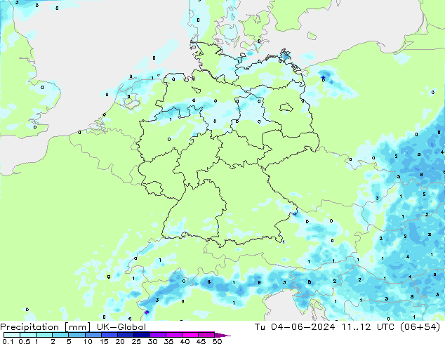 осадки UK-Global вт 04.06.2024 12 UTC