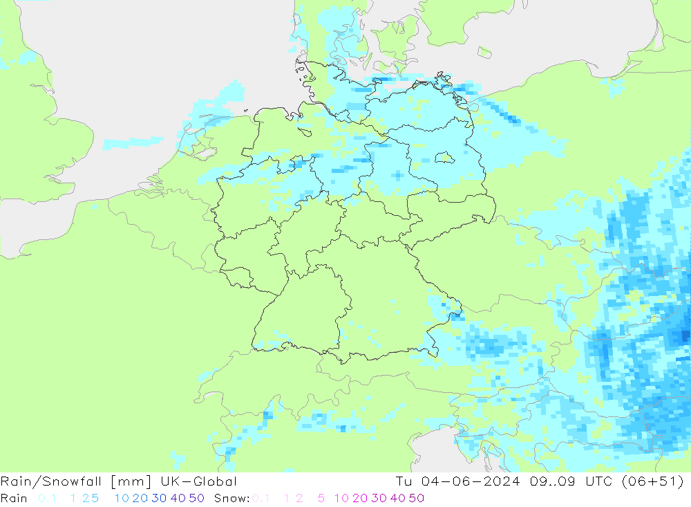Regen/Schneefall UK-Global Di 04.06.2024 09 UTC