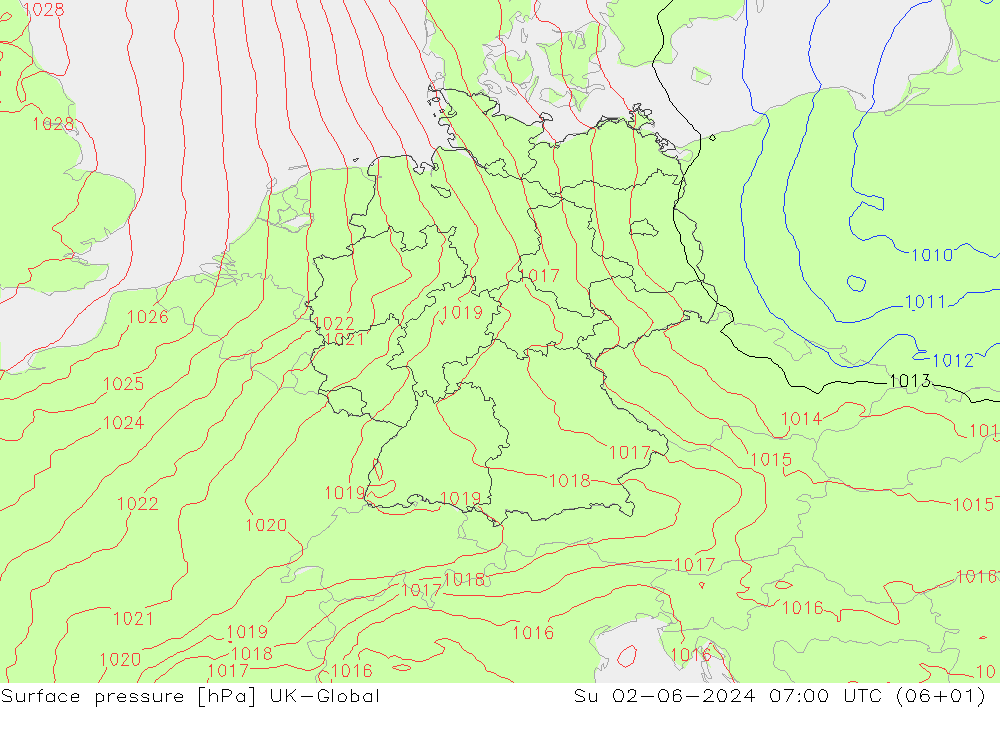 pression de l'air UK-Global dim 02.06.2024 07 UTC