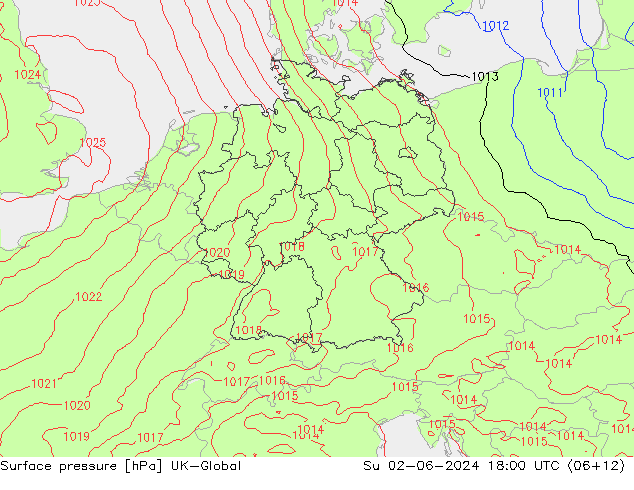 地面气压 UK-Global 星期日 02.06.2024 18 UTC