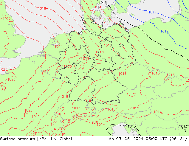 地面气压 UK-Global 星期一 03.06.2024 03 UTC