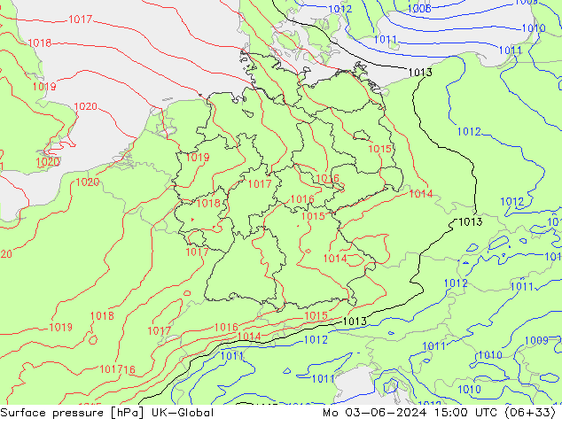 Pressione al suolo UK-Global lun 03.06.2024 15 UTC