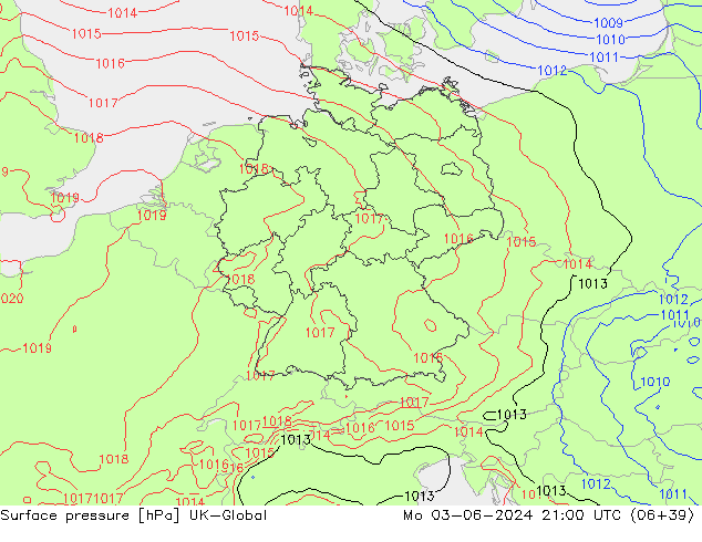 Surface pressure UK-Global Mo 03.06.2024 21 UTC